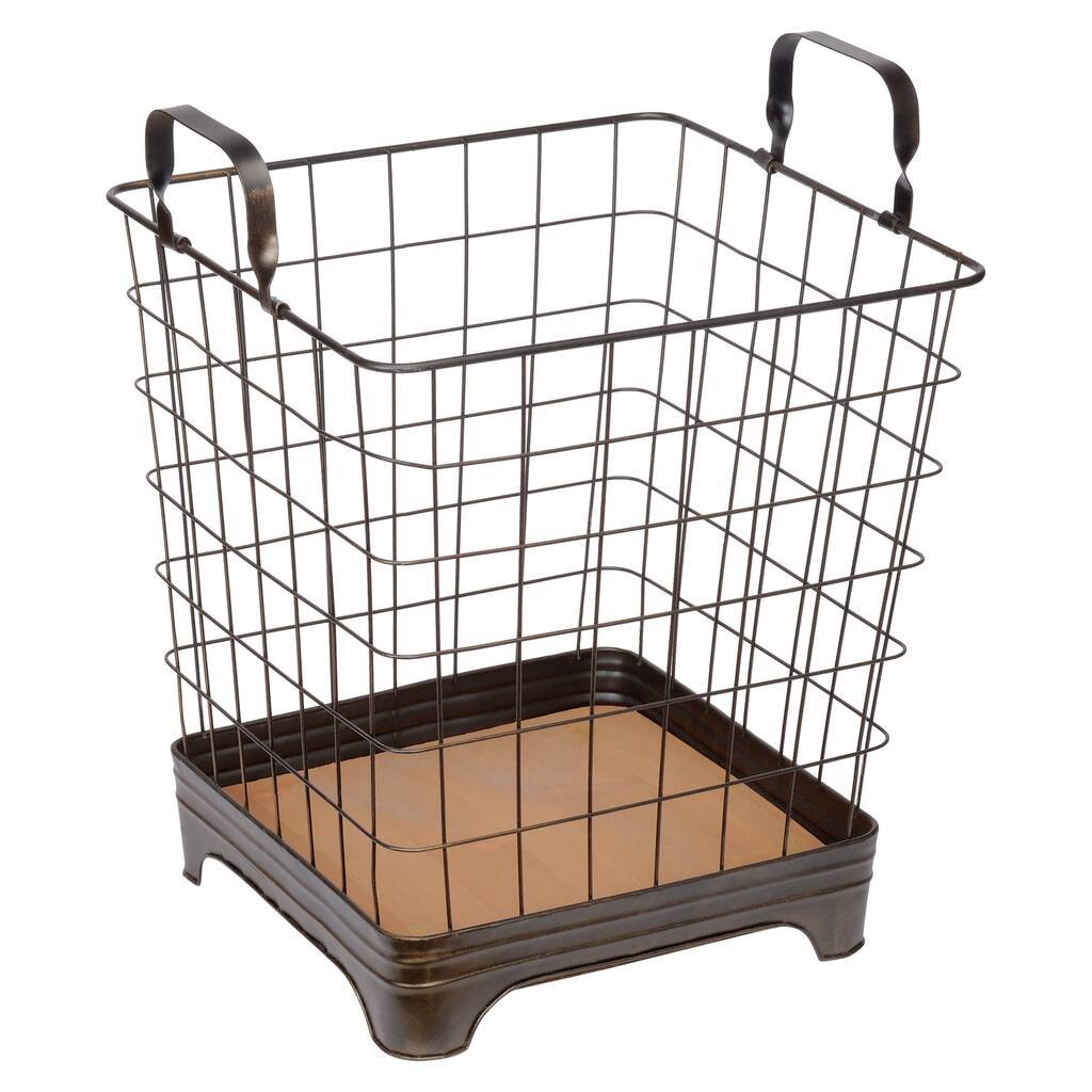 The Large Metal Basket With Wooden Base By Ashland At Michaels Img